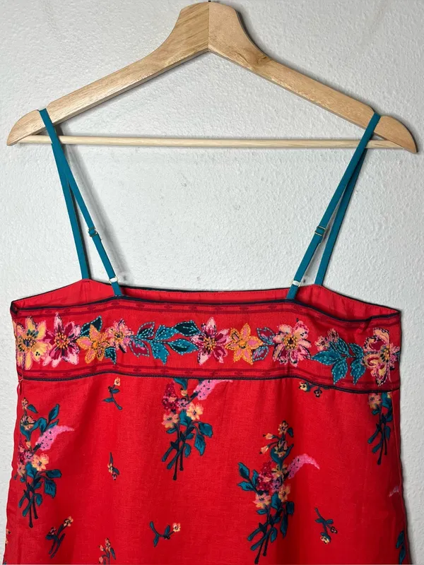 NEW Free People Bali Take Me With You Embroidered Mini Shift Dress in Red - Image 7