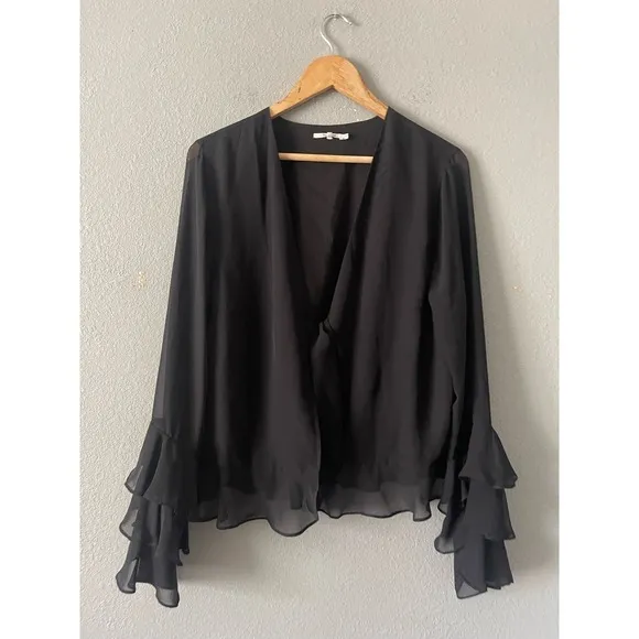 Tularosa Winnie Womens Black Ruffle Sleeve Blouse - Image 6