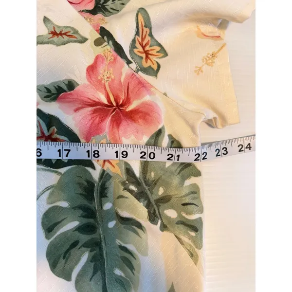 Iolani Hawaii Vintage‎ Tropical Floral Rayon Jacquard Midi Dress XL Cream Pink - Image 6