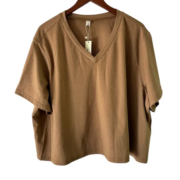 Agnes Orinda V-Neck T-Shirt Relaxed Fit Casual Everyday Top‎ 4X Cropped - Image 5