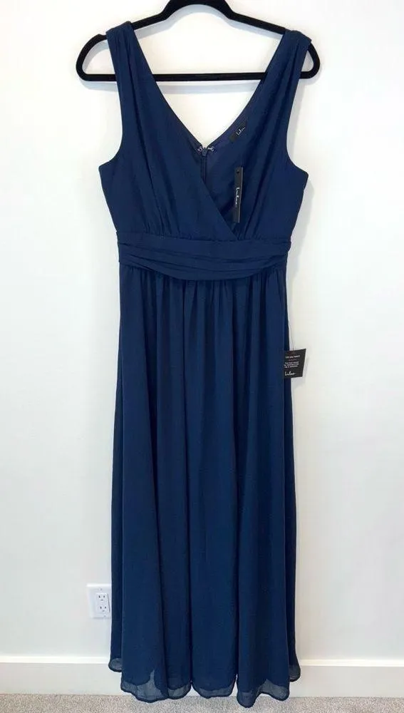Lulus Thoughts of Hue Surplice Sleeveless Navy Blue Maxi Dress Bridesmaid Formal - Image 2