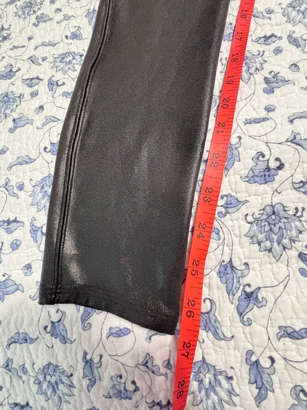 SPANX Black Faux Leather Leggings Pants Womens Sz XL Shape Wear Slimming Stretch - Image 7