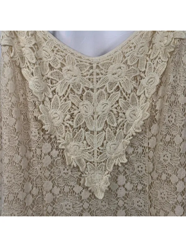 Flying Tomato Cream Crochet Lace Maxi Dress Size Medium - Image 4
