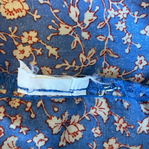 Madewell Blue Floral Puff‎ Sleeve V Neck Casual Blouse Top Women XS Boho Peasant - Image 7