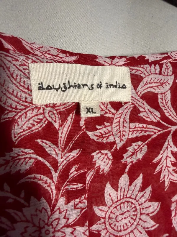Daughters of India Kyra Mini Dress‎ Saffron Red White Floral Size XL - Image 4