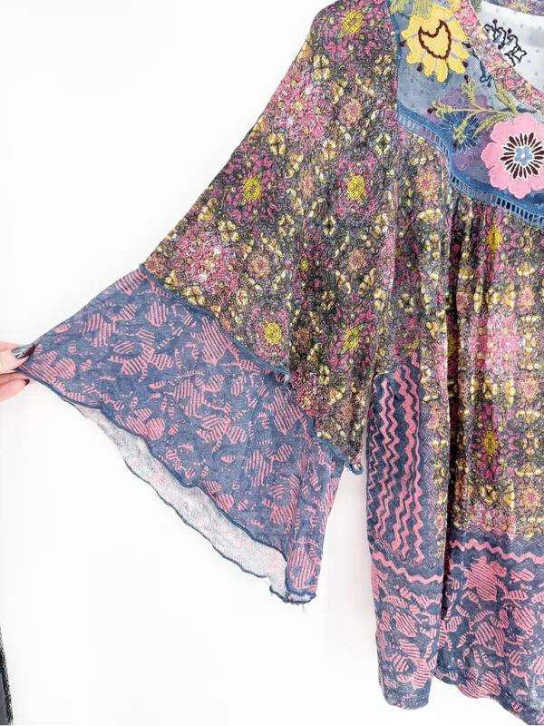 Anthropologie Postmark Embroidered Henley Top Women's M Boho Chic‎ - Image 6