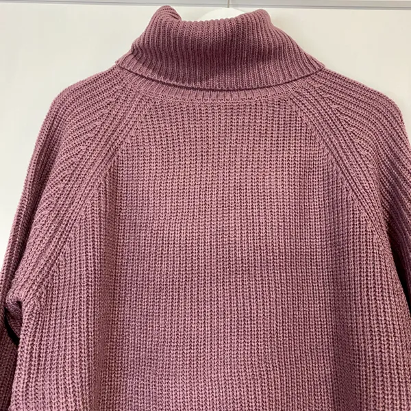 Zenana Women’s Waist Tie Turtleneck Sweater Dress Eggplant Size XS NWOT - Image 2