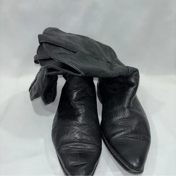 Slouch Soft Leather Cowboy Boots Black Size 8.5 - Image 9