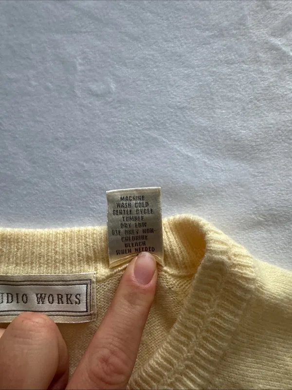 Studio Works Vintage Butter Yellow Cardigan with Faux Pearl Buttons - Image 5