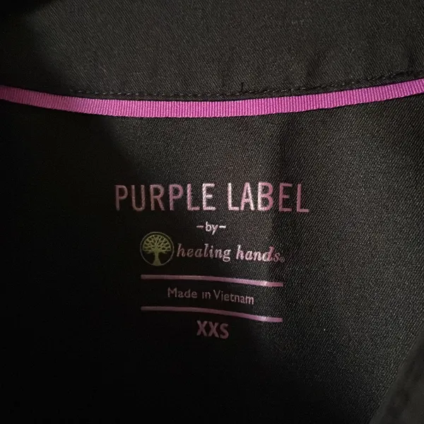 Purple Label by Healing Hands Scrub Black & Purple XXS - Image 3