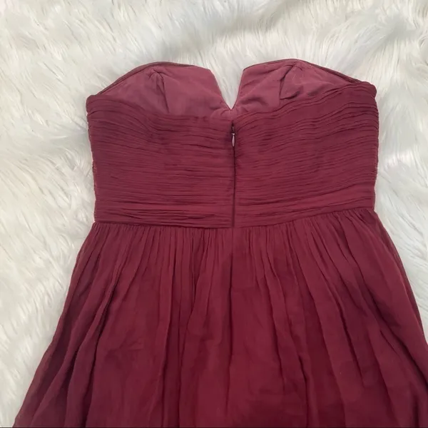 J. Crew Womens Size 6 Nadia Strapless Bridesmaid Dress Burgundy Red Silk Chiffon - Image 8