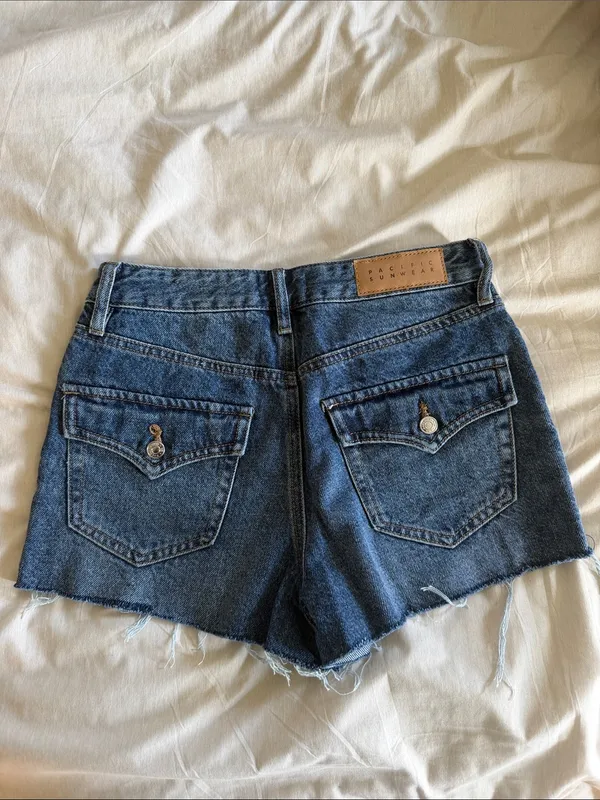 PacSun Dark Blue Raw-Hem Denim Shorts - Image 2