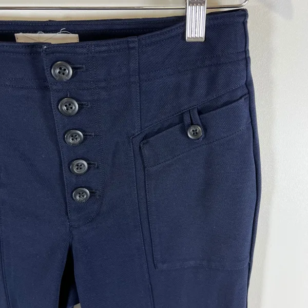 Anthropologie Navy Blue High Rise Button Fly Utility Slim Pants‎ Womens Size 4 - Image 4