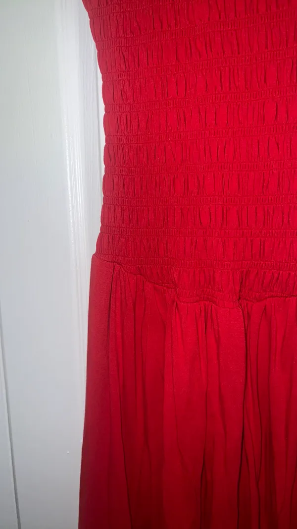 Abercrombie & Fitch Sydney Smocked Reversible Neckline Knit Midi Dress - Image 9