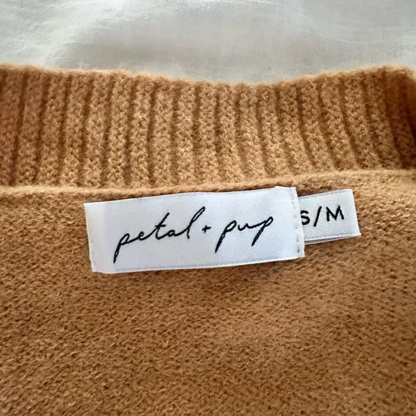 Petal + Pup Women’s Small/Medium Brown Cropped Cable Knit Cardigan - Image 4