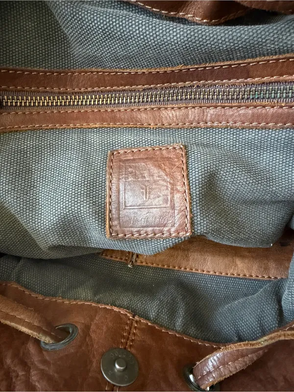 FRYE “BROOKE” BROWN LEATHER SHOULDER BAG WITH DUST BAG - Image 6