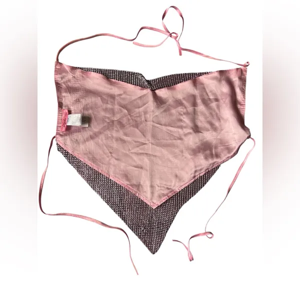 BACKLESS HALTER TOP MADE OF METAL MESH - Pink - Image 3