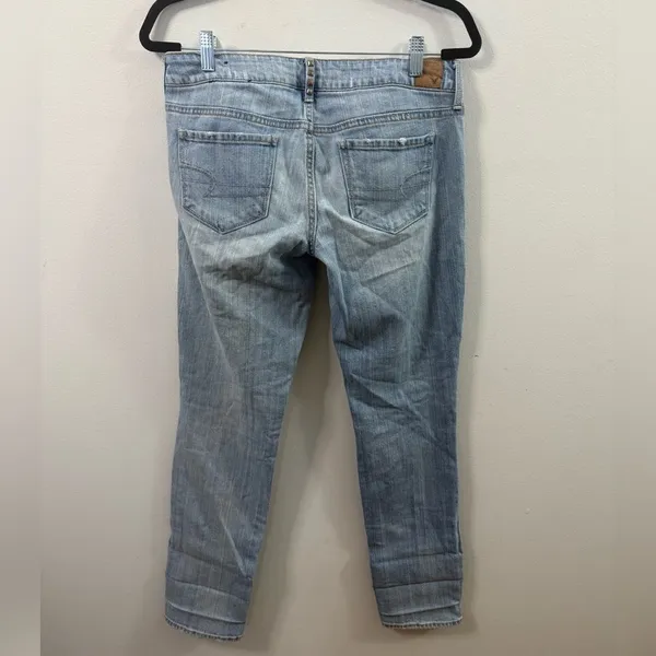 AMERICAN EAGLE Women’s Skinny Stretch Jeans SIZE 8R Studded Trim Distressed - Image 2