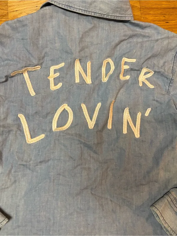 Vintage Forever 21 Embroidered Tender Lovin Boho Coastal Cowgirl Chambray Top S - Image 3