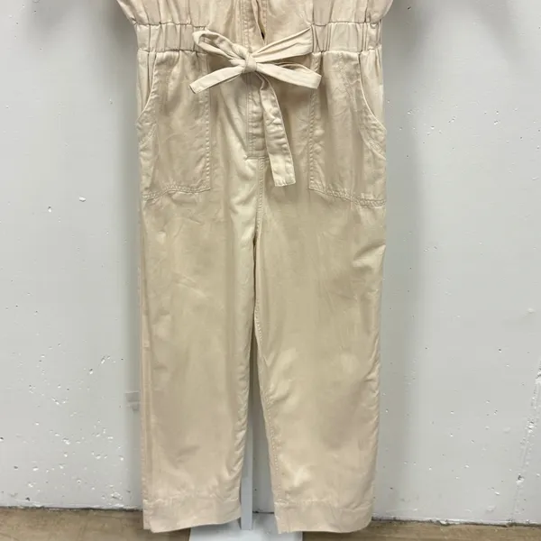 Universal Thread Cotton Utility Carpenter Jumpsuit 8 Short Sleeve Belted Cream - Image 5