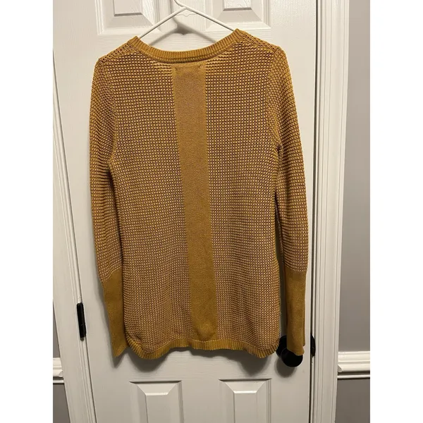 AKINI Dark Yellow Crewneck Cotton Blend Sweater With Side Zip Size M - Image 7