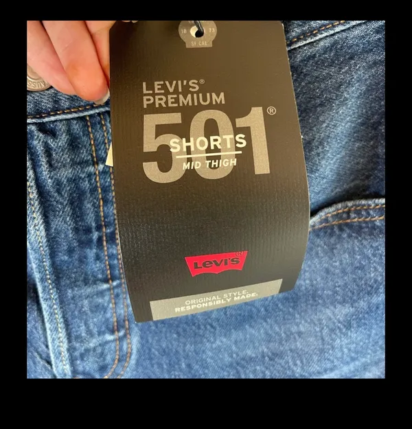 Levi's 501 Mid Thigh High Rise Raw Hem Shorts/Sz:28/NWT - Image 9
