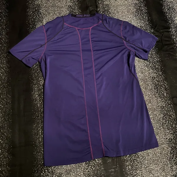 Womens medium Nike Pro Dri Fit Fitted Royal Purple Short Sleeve Shirt - Image 2