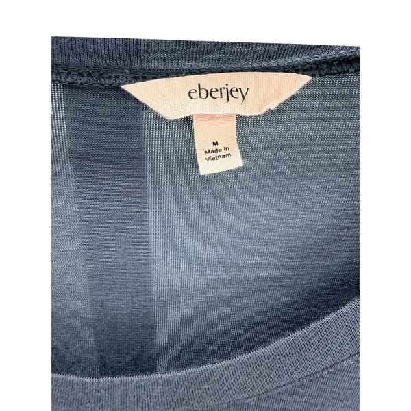 Eberjey Gisele Slouchy Top Charcoal Gray Tencel Modal Drawstring Hem Long Sleeve - Image 3