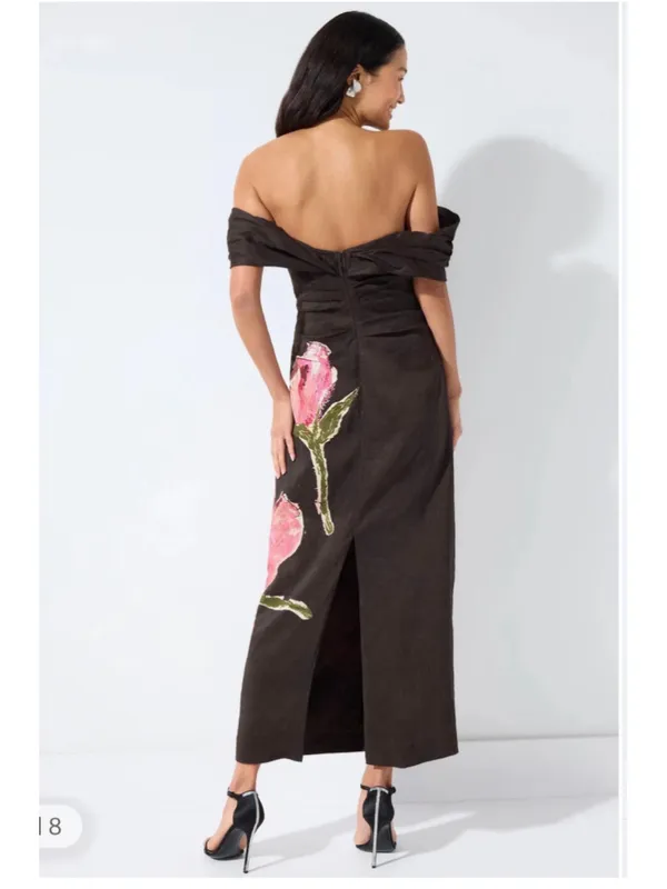 Acler Gifford Off-Shoulder Floral Linen Blend Maxi Dress - Image 3