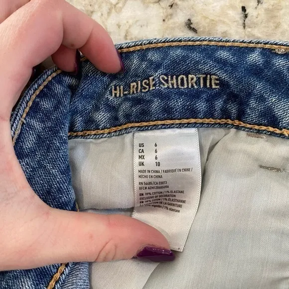 American Eagle High-Rise Shortie‎ Jean Short Size 6 - Image 6