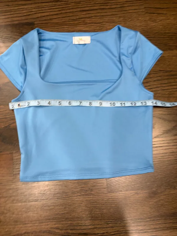 Live in the Moment Top Square Neck Crop Blue - Image 2