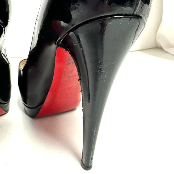 Christian Louboutin Black Patent Leather Platform Heels Size Eur 37.5/ US 7.5 - Image 7