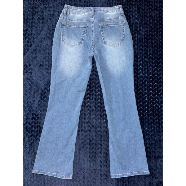 Daily Thread Women's Flare Jeans Front Pockets Button Fly Light Wash Denim Sz 4‎ - Image 5