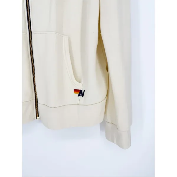 Aviator Nation x Peloton 5 Stripe Zip Hoodie Womens XXL Cream - Image 5