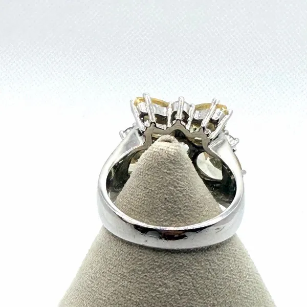 CWE Sterling Silver 925 Glass Flower Cluster Ring Yellow & Clear Statement Ring - Image 7
