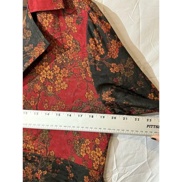 NWT Ania A VTG Floral Artsy Boho Patchwork Button Asymmetrical Red Light Jacket Size L - Image 5