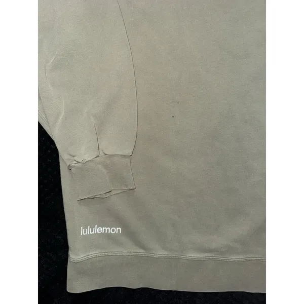 Lululemon Women's Sweatshirt Distressed Oversized Crewneck Pullover Green Sz XL - Image 5