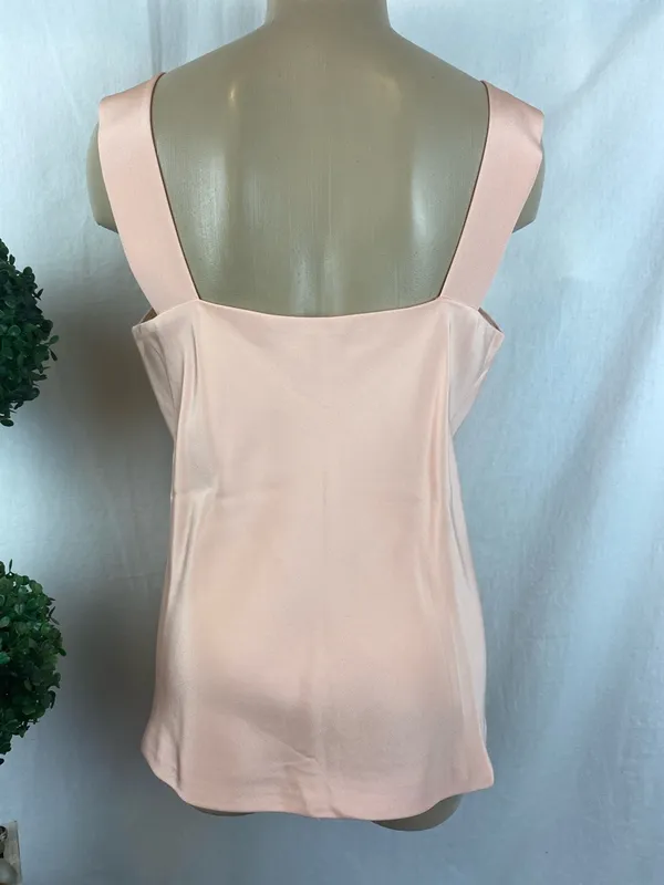 100% Silk Peach Sleeveless Tank Top M Pink Size M - Image 4