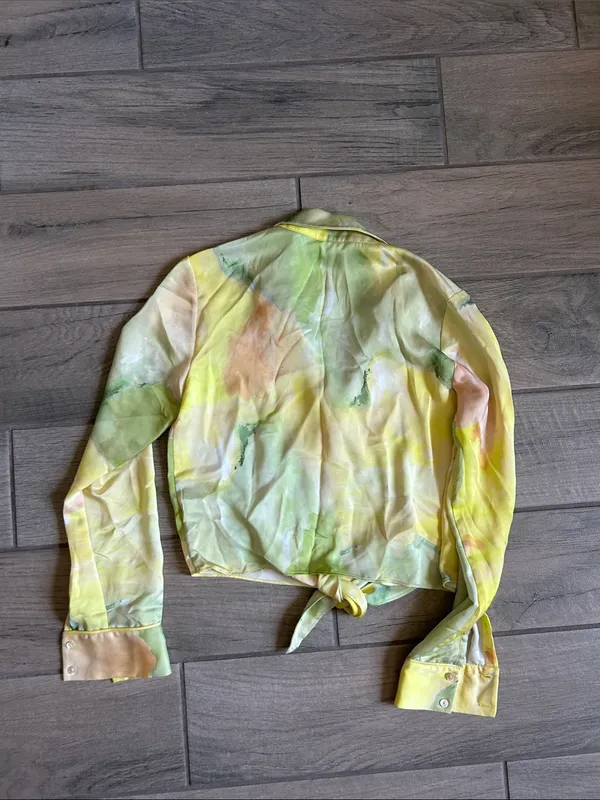 Wilfred Lightweight Tie-Front Blouse in Yellow Watercolor - Image 5