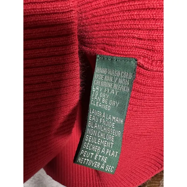 Lauren Ralph Lauren Large Womens Turtleneck‎ Sweater Red Long Sleeve Cotton - Image 9
