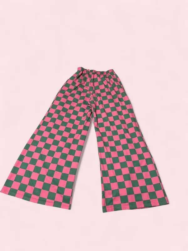 Jade by Jane Watermelon Sugar Wide-Leg Checkerboard Pants in Pink & Green - Image 2