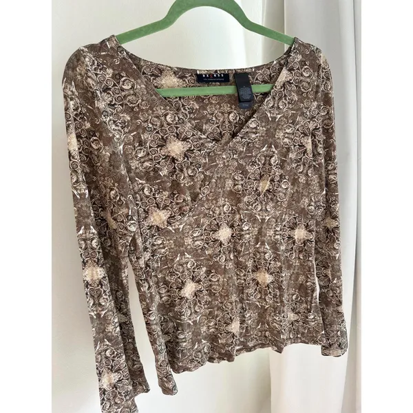 Axcess Brown Paisley Vintage Long Sleeve Top - Image 5