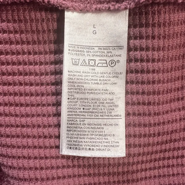 Gap Oversized Waffle Knit Mock Neck Top T-Shirt Womens Large Berry Slouchy Boxy‎ - Image 10