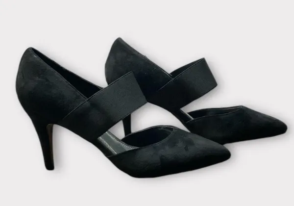 Women’s Impo Stretch Black Suede Kitten Heel Shoes Size 8 Pointed Toe - Image 4