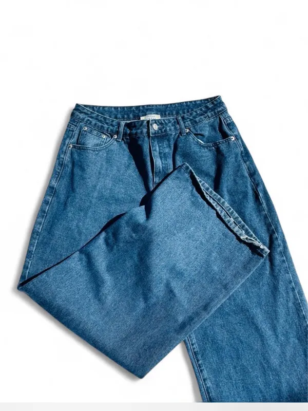 ASPHALT Wide Leg Jeans Large Blue Denim High Rise 90s‎ Wide Leg Vintage Wash L - Image 7