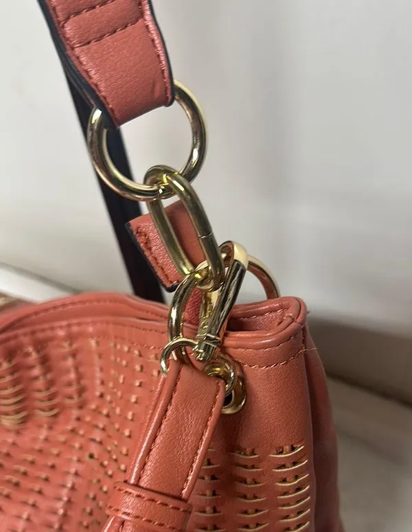 Malibu Skye Hobo Bag with Woven Texture and Adjustable Strap Tan - Image 3