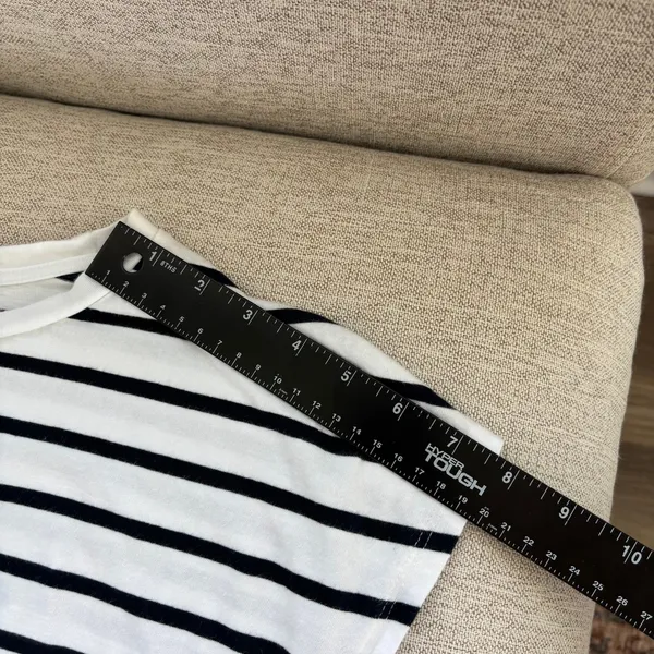 Zara Striped Elastic Hem Crop Top Small Cap Sleeve Nautical Coastal‎ Chic Preppy - Image 6