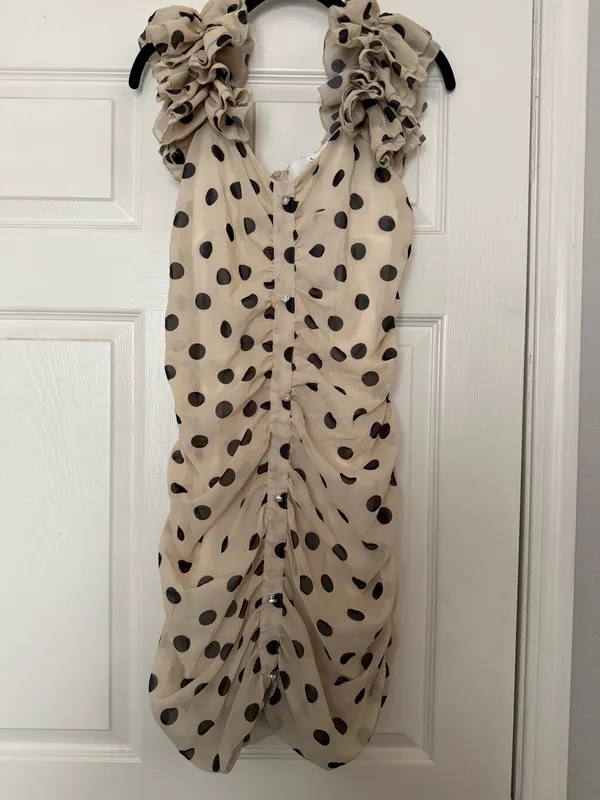 SHEIN Beige Polka Dot Mini Dress with Black Dots - Image 5