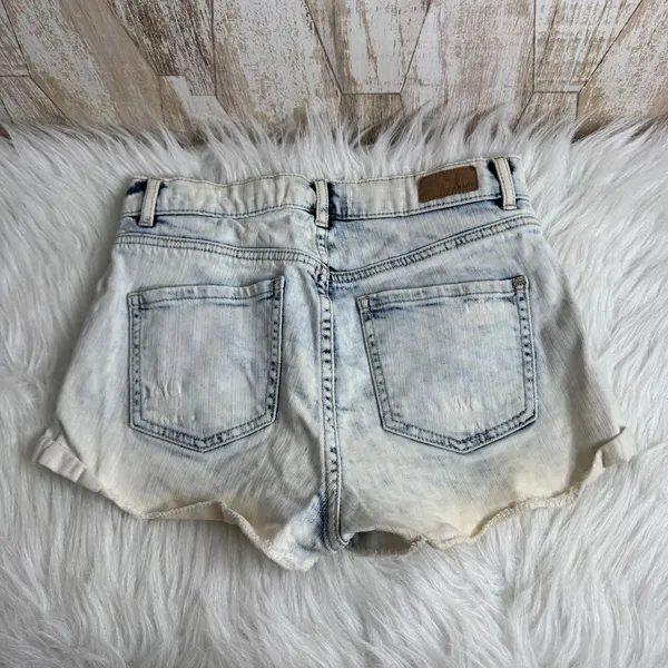 Garage Retro High Waist Acid Wash Denim Shorts Rolled Cuff‎ Distressed Size 1 - Image 2