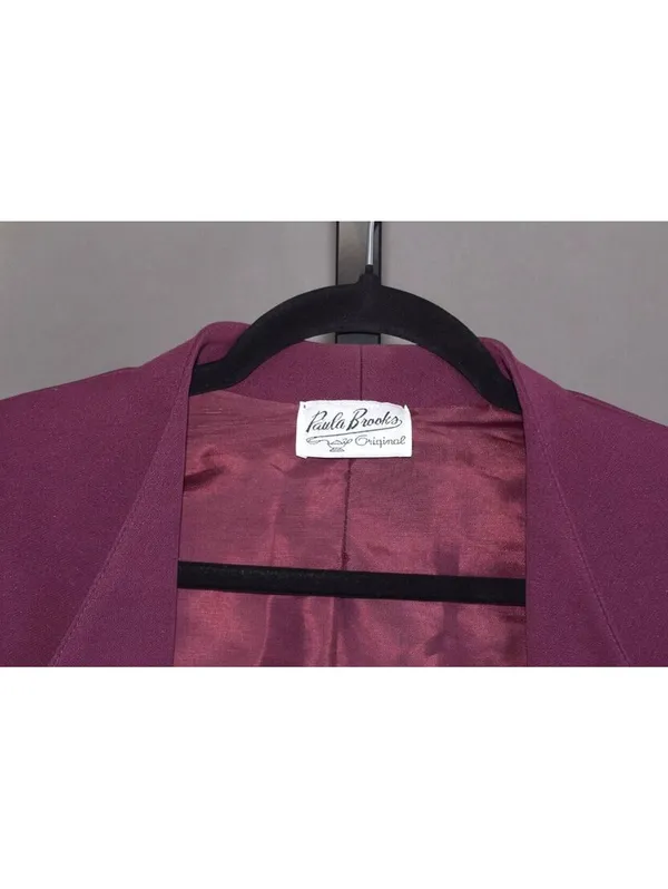 Vintage (70s) Paula Brooks Original Magenta Purple Blazer Patch Pockets Size 2X - Image 3